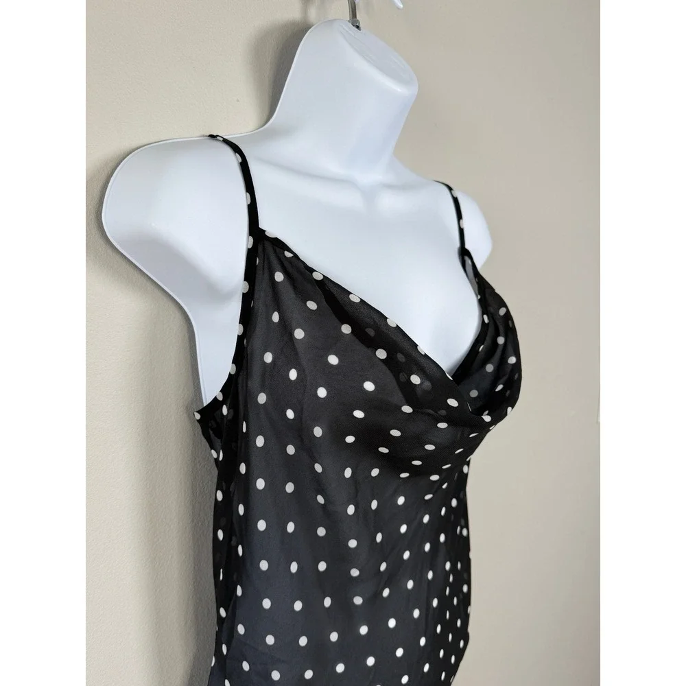 Commense Maxi Dress Women S Black Polka Dot Sheer Chiffon Beach Vacation Summer - Picture 5 of 13